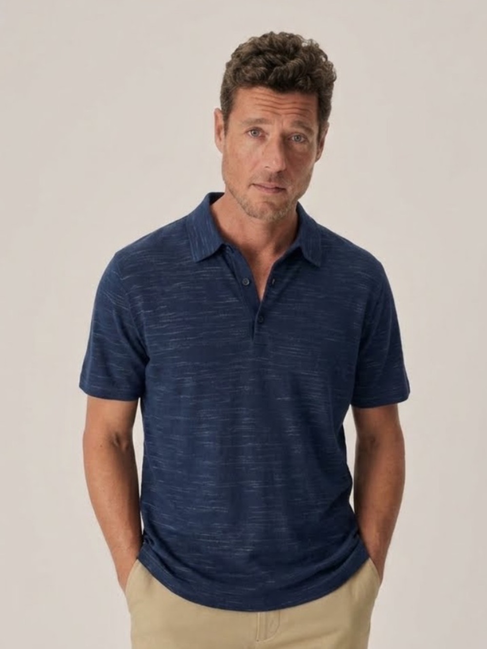 Buck Mason navy Avalon knit polo sweater shirt size SM new